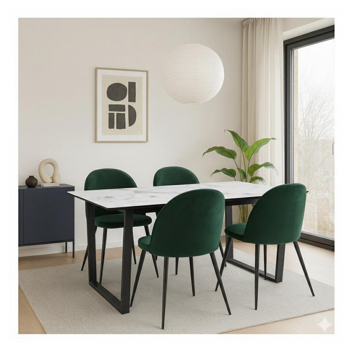 ESSGRUPPE 5-TLG. Tilst Weiß, Grün - Grün, Holzwerkstoff/Textil (160/74/90cm) - ebuy24