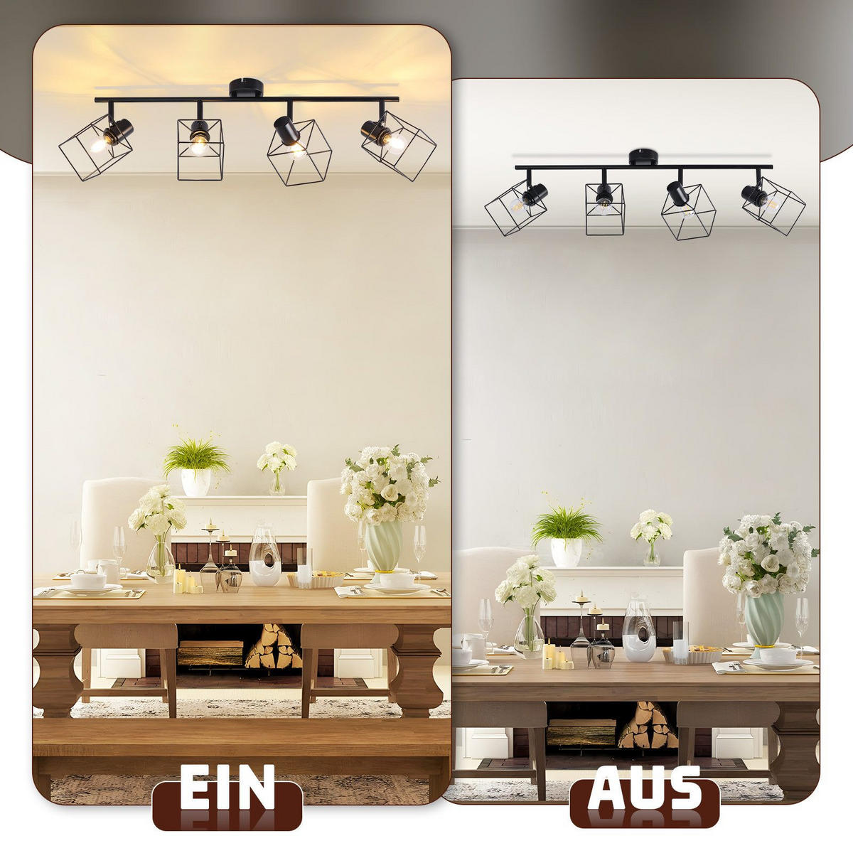 STRAHLER Fürth 4-flammig 70/10/17 cm - Schwarz, Metall (70/10/17cm) - Nettlife
