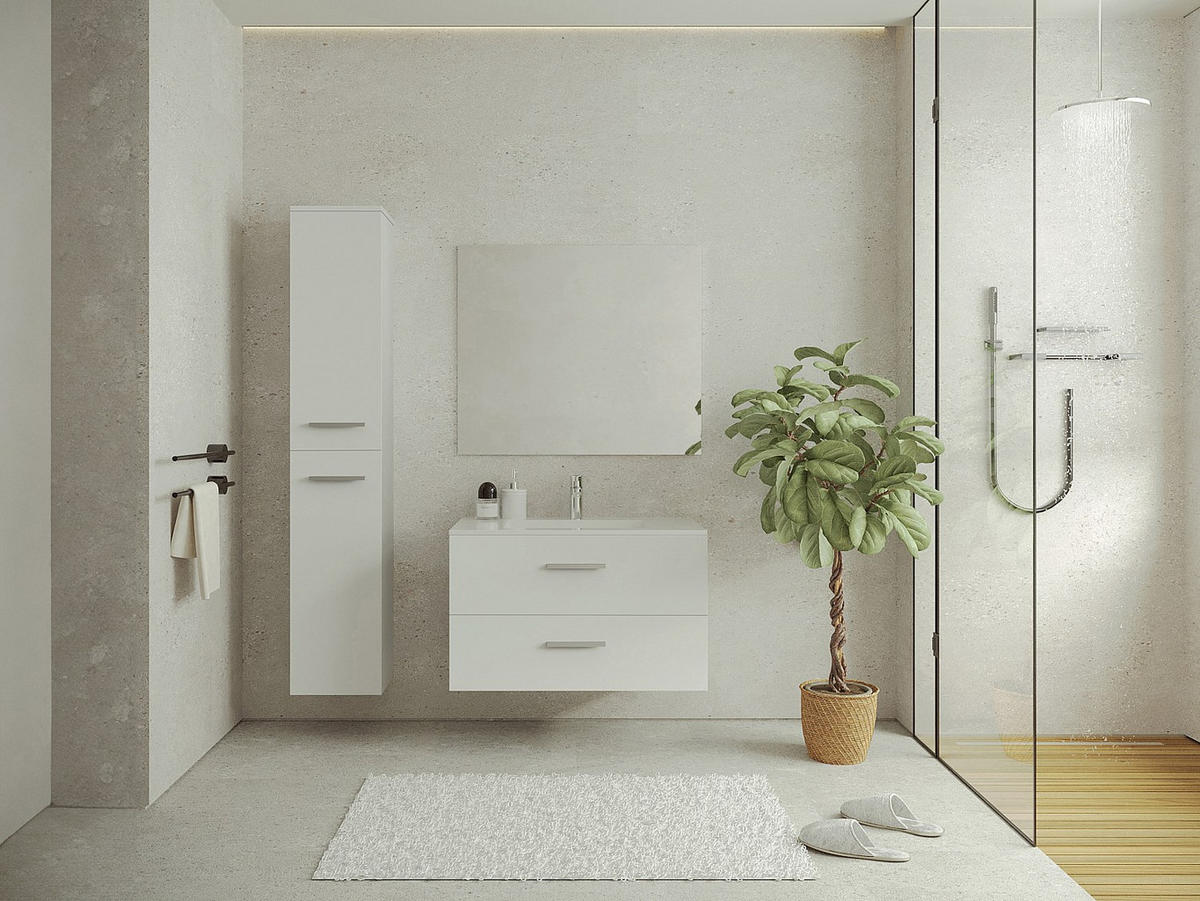 BADSCHRANK - 30 cm x 25 cm - Holz, Platte - Weiß - KAYLA - Weiß, Holz (30/160/25cm) - Vente-Unique