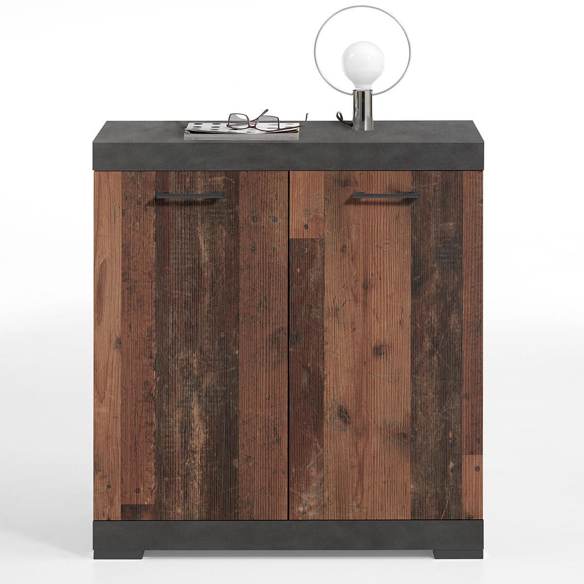 2-TÜRIGES Sideboard mit abnehmbarem Regal L80cm - Bristol - Wildeiche, Holzwerkstoff (34.9/89.9/80cm) - Calicosy