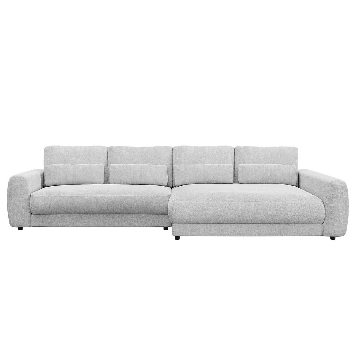 ECKSOFA mit XXL-Longchair - Hellgrau/Schwarz, Kunststoff/Textil (323/182cm) - home24