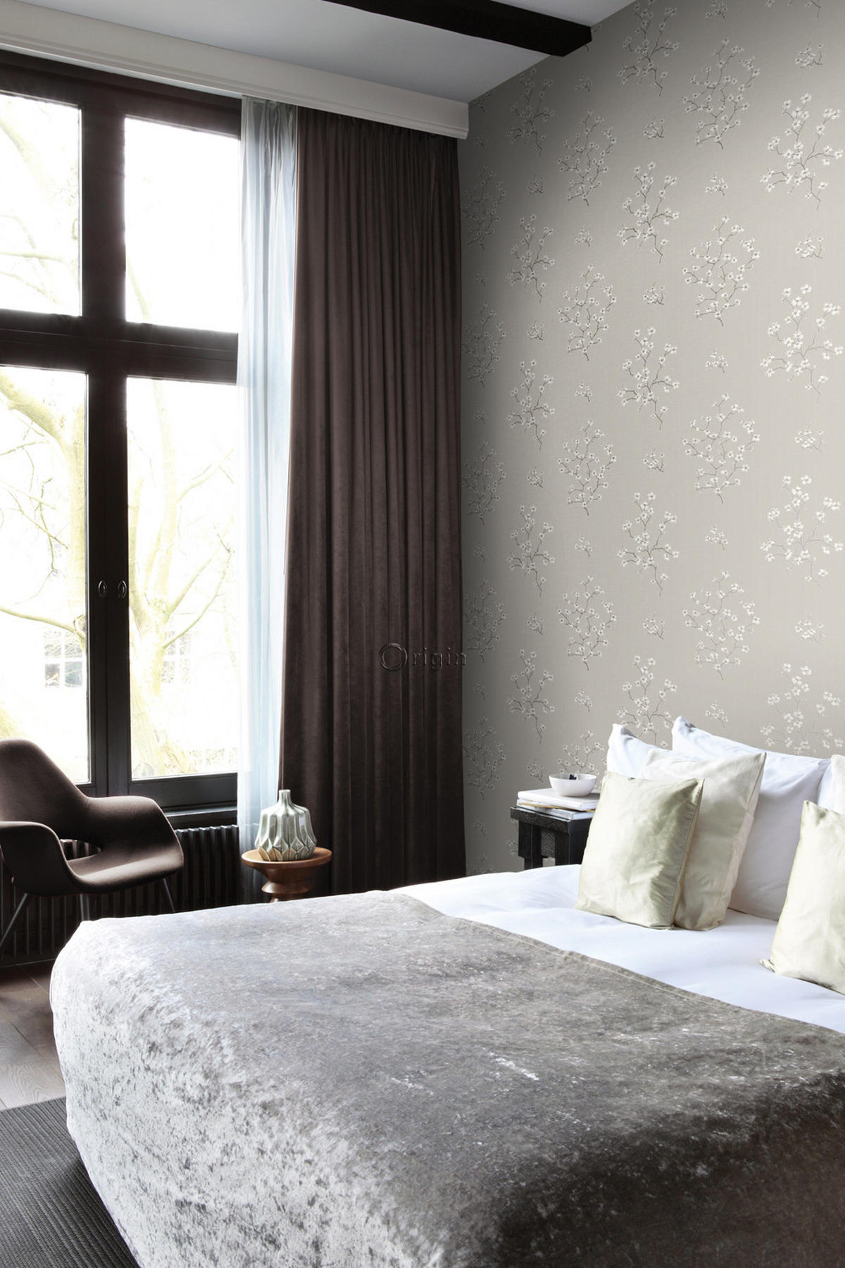 TAPETE Blüte 53 cm x 10.05 m - Braun, Papier (53/1000cm) - Origin Wallcoverings