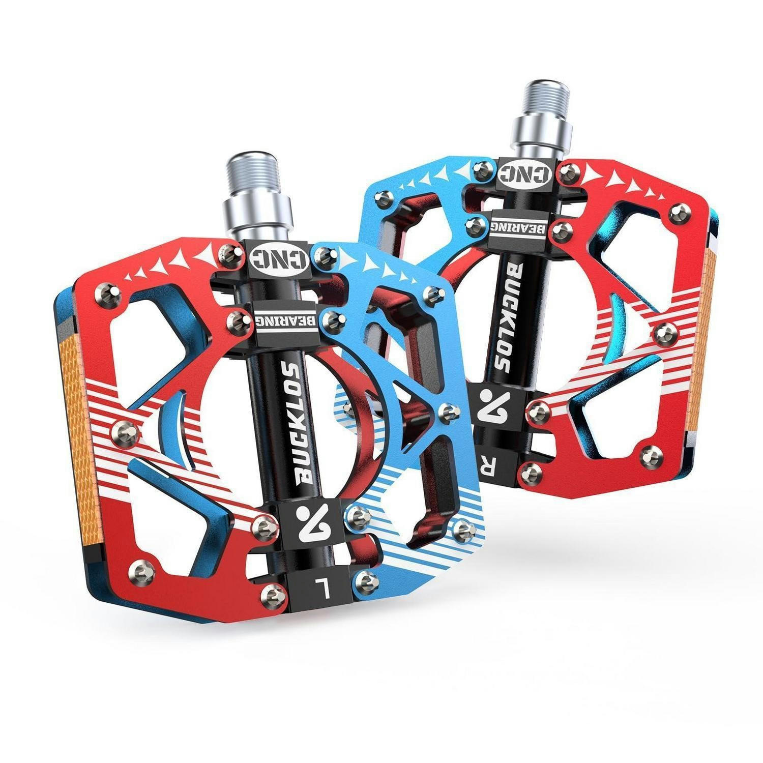 FAHRRADPEDALE Aluminium CNC Rot-Schwarz-Blau - Multicolor, Metall (10/1.5/12.2cm)