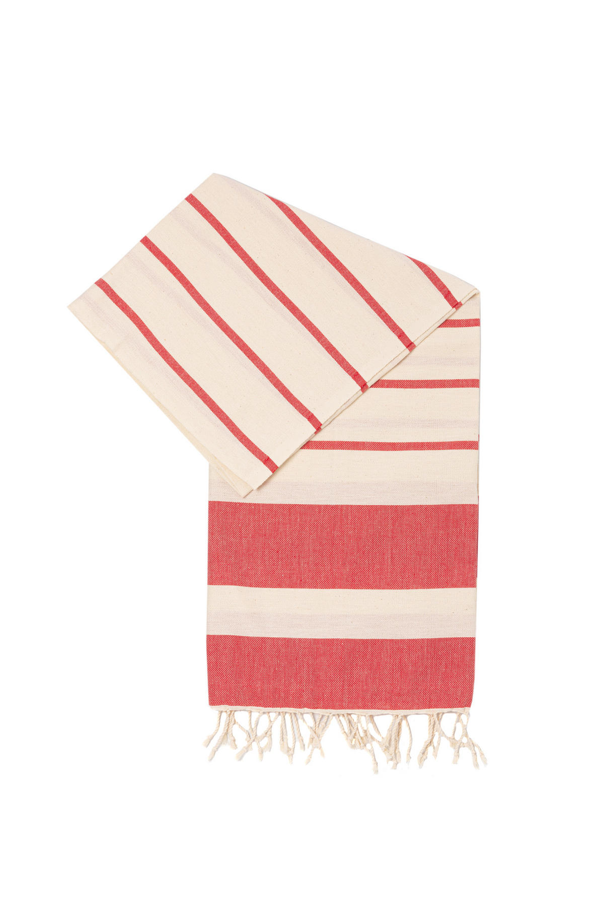 SAUNATUCH Strandtuch Hamamtuch Rot Gestreift für Babys geeignet 100%Baumwolle - Rot, Textil (100/180cm) - Villa Möbel