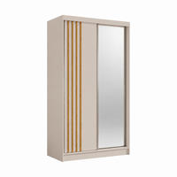 KLEIDERSCHRANK Nila 120 cm Kaschmir Spiegel 2 Schubladen Griffe silber - Kaschmir, Holzwerkstoff (120/216/61cm) - KS Home Concept