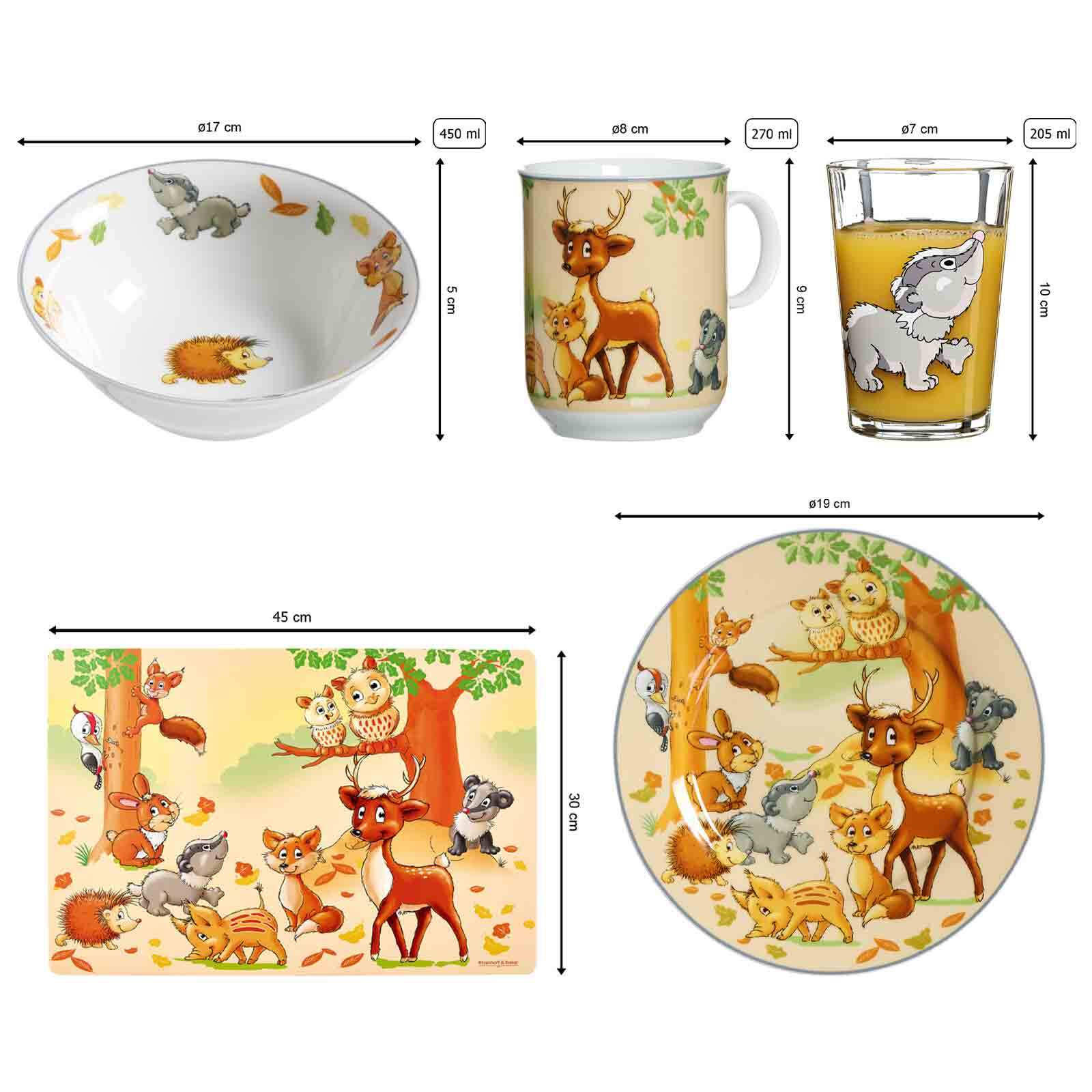 GESCHIRR-SET MIT KINDERBECHER Waldtiere bunt 7er Set - Multicolor, Kunststoff (1/1/1cm) - Ritzenhoff Breker