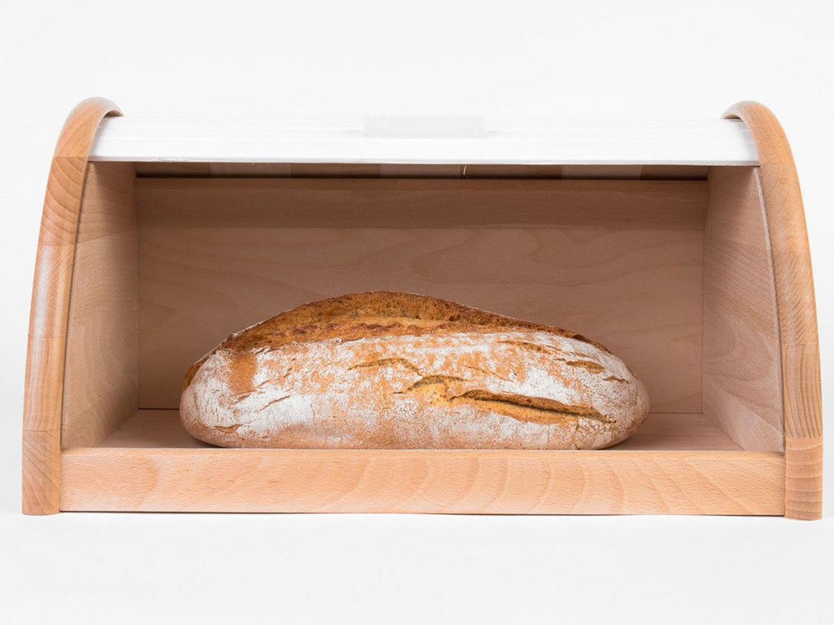 ROLLBROTKASTEN Buche 39/25/21 cm - Weiß, Holz (25/21/39cm) - ZELLER