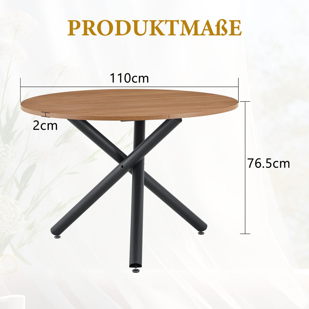 ESSTISCH Nussbaumfarben Schwarz 110/110/76 cm - Schwarz, Holz (110/110/76cm) - PANGIVO