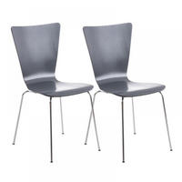 BESUCHERSTUHL 2er Set Holz grau - Grau, Holz/Metall (43/84/50cm) - CLP