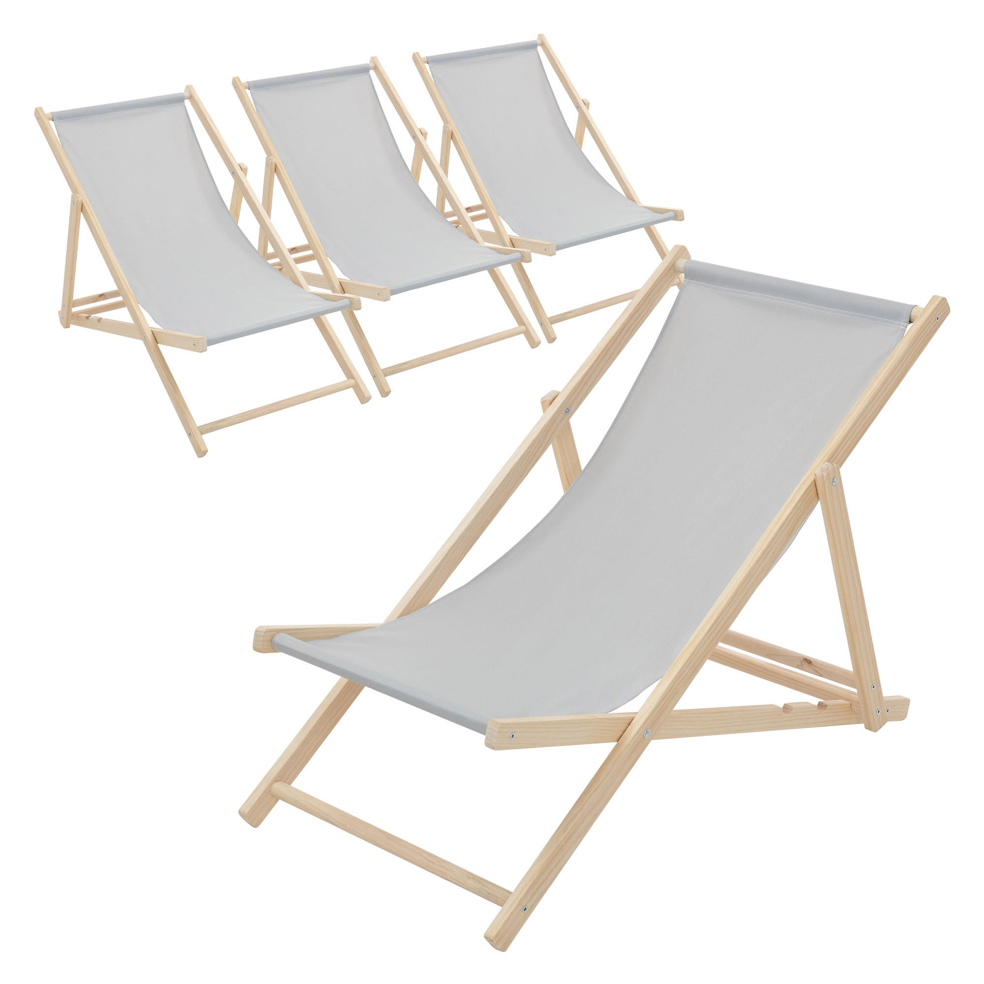 LIEGESTUHL 4er Set Hellgrau - Hellgrau, Holz (57.5/83/100cm) - ECD-Germany