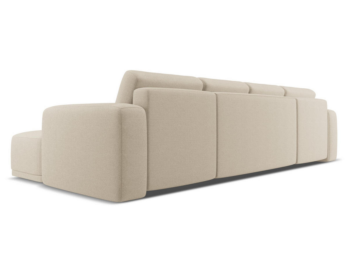 WOHNLANDSCHAFT Chenille Stoff Beige - Beige/Schwarz, Kunststoff/Textil (333/91/160cm) - Makamii
