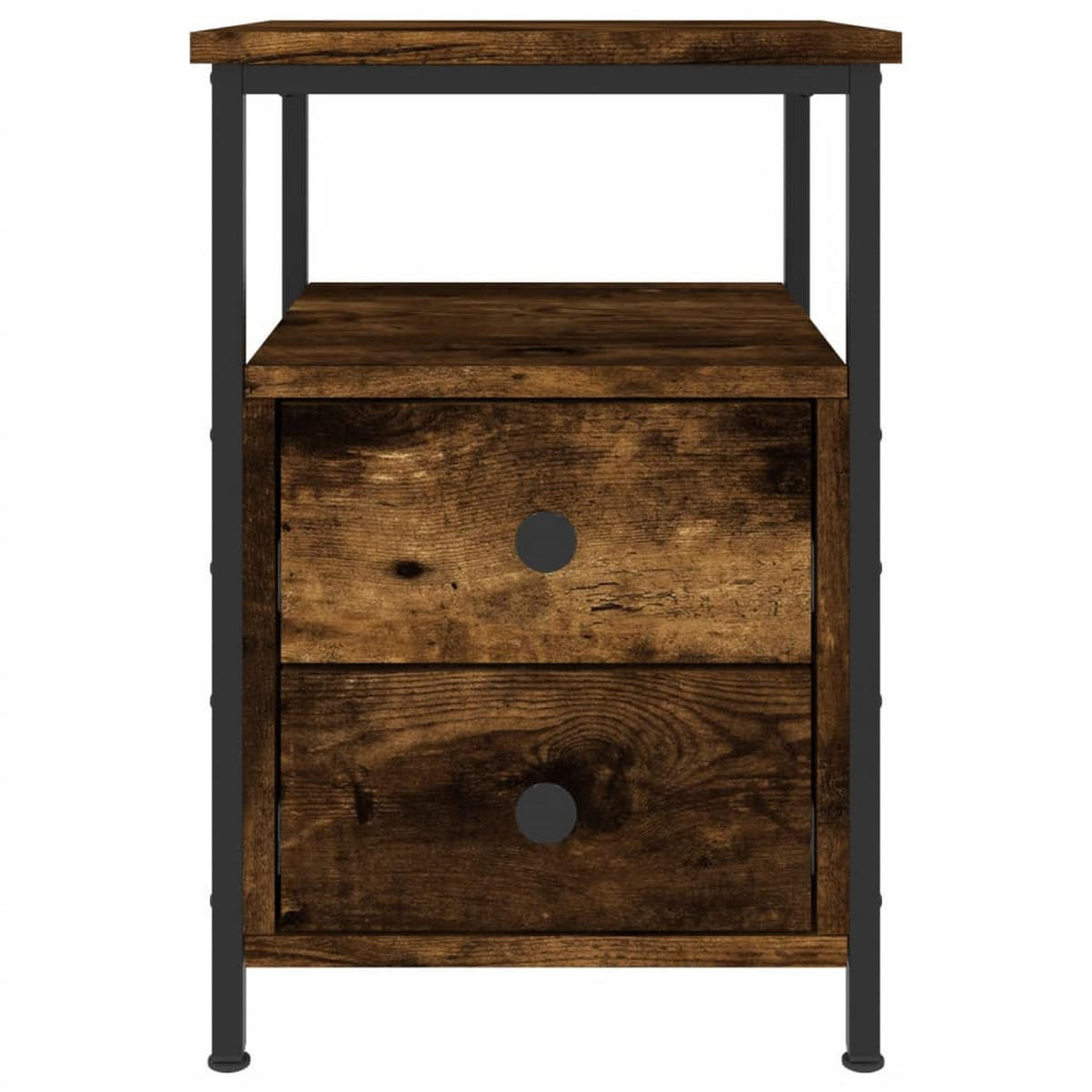 NACHTTISCH 2-teilig mit 2 Schubladen 34/35,5/50 cm aus Holzwerkstoff in Räuchereiche Dekor - Dunkelbraun/Schwarz, Holz/Metall (34/50/35.5cm) - vidaXL