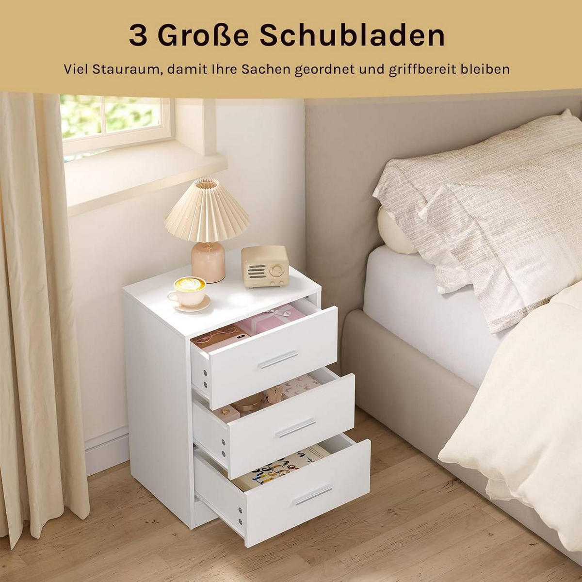 NACHTTISCH 2er Set, 39x54x28 cm, Weiß - Weiß, Holzwerkstoff (39/54/28cm) - Woltu