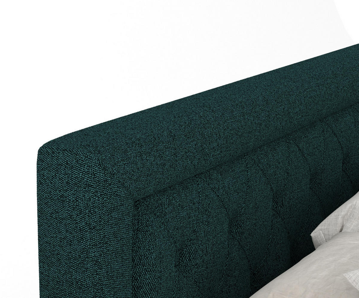 BOXSPRINGBETT Lavello Grün 200/200 cm mit Latex-Topper - Silberfarben/Grün, Holz/Holzwerkstoff (200/200cm) - Maison de Reve