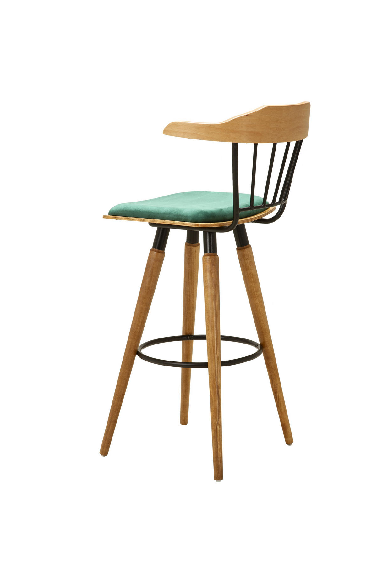 BARHOCKER MANCHESTER mit Samtbezug und Holzbeinen - Grün, Holz/Textil (41.5/110/41.5cm) - Stuhlmann