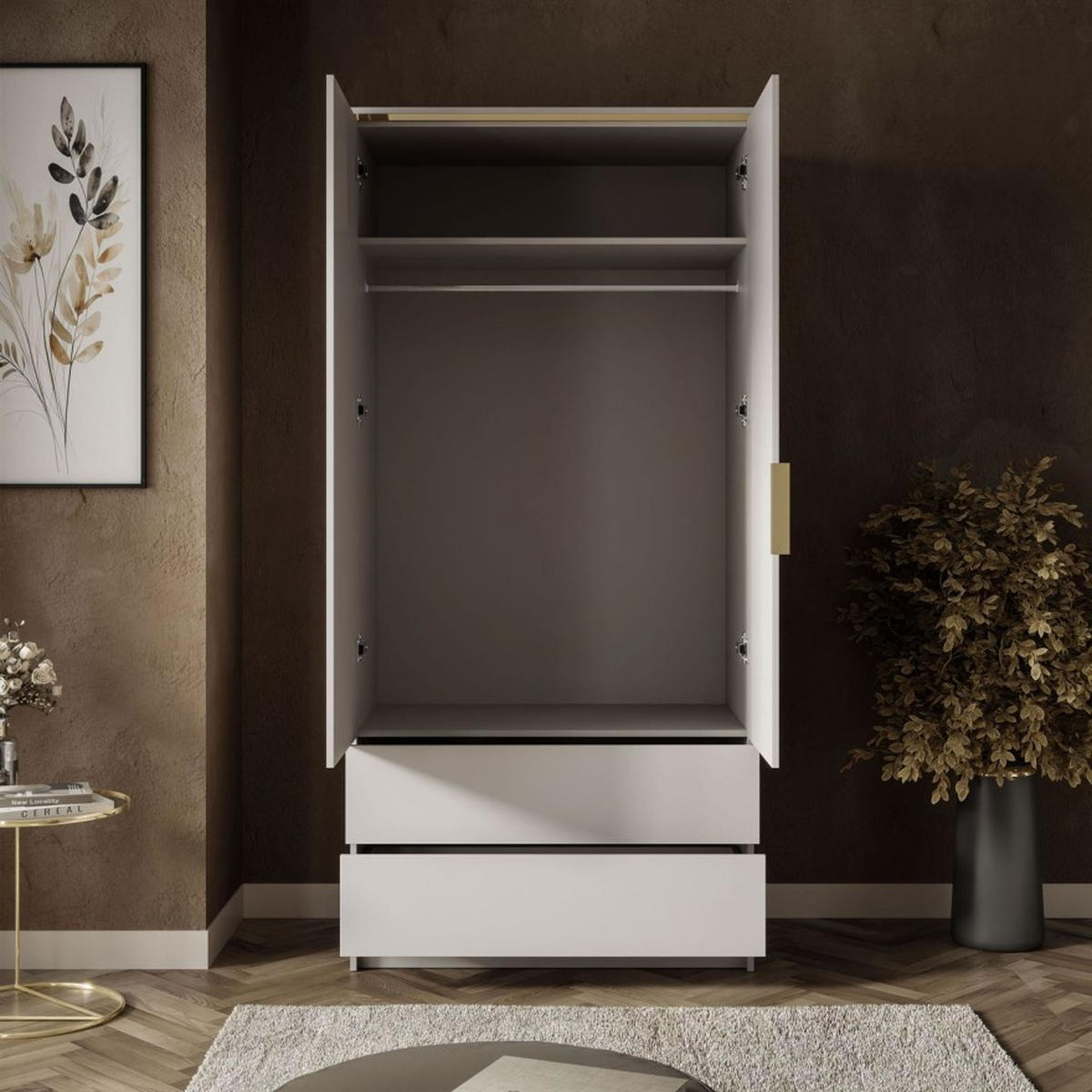 KLEIDERSCHRANK AURORA KASCHMIR 2D2S mit Schubladen - Kaschmir, Holzwerkstoff (100/210/57cm) - Lookway