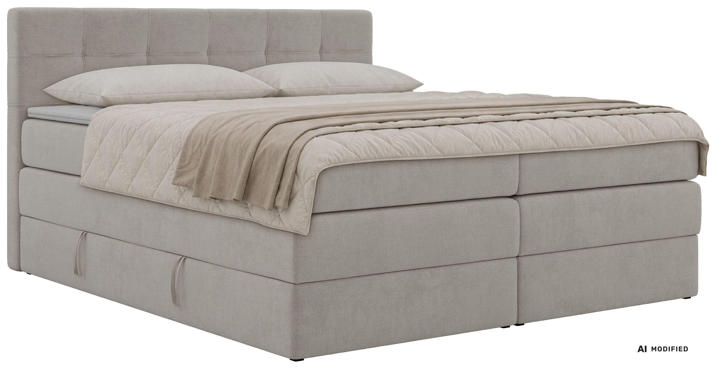 MKS Boxspringbett Hellgrau 200x200 cm