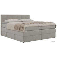 BOXSPRINGBETT SOLVEN KING 160/200 - Hellgrau Jersey - Topper Visco - H3 - Hellgrau/Schwarz, Kunststoff/Textil (160/200cm) - MKS