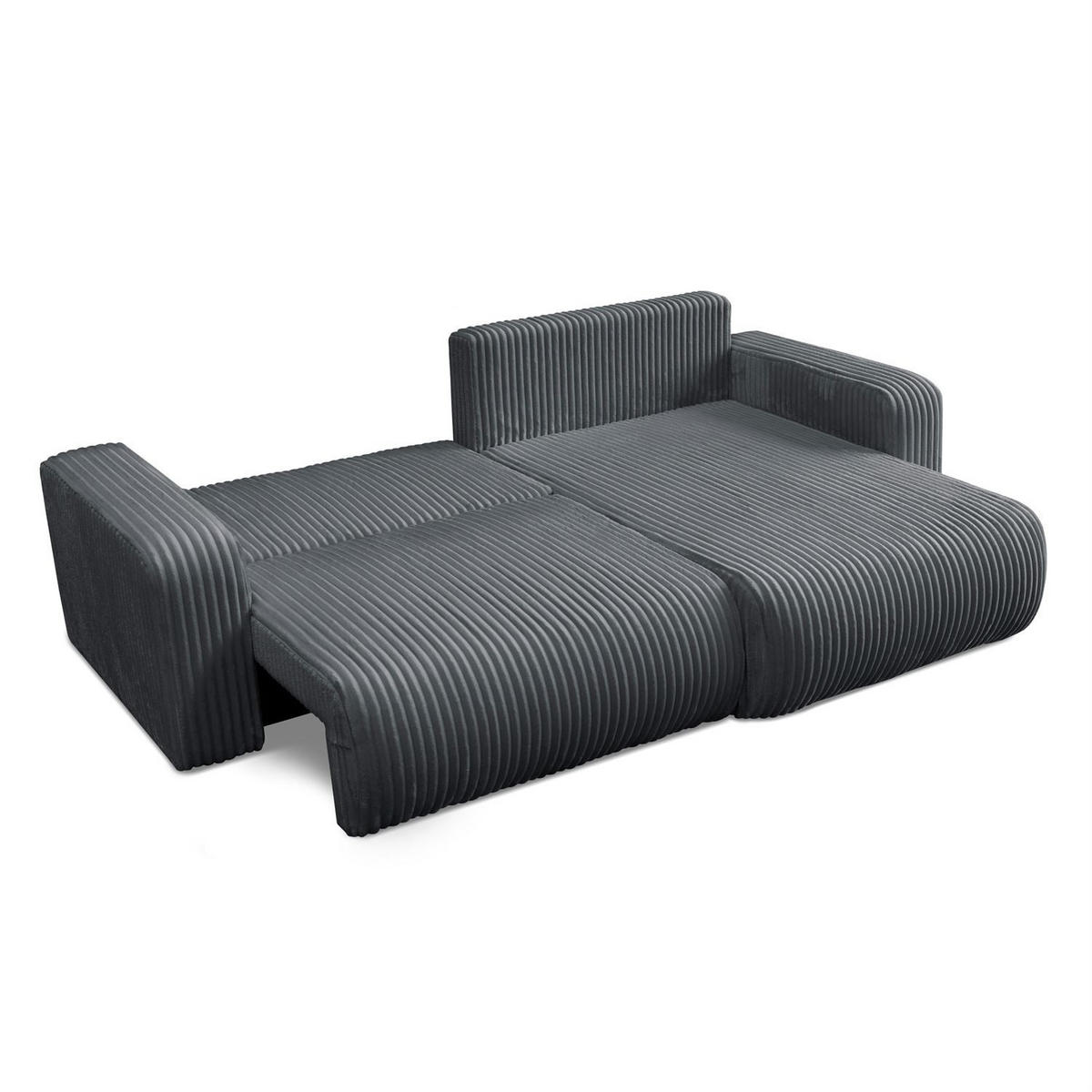 Ecksofa MOVE mit Schlaffunktion und Bettkasten, Tilia 85 - Dunkelgrau, Textil (247/143cm) - Lookway