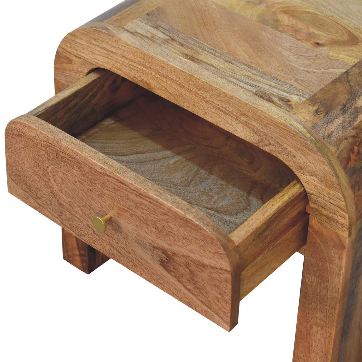 NACHTTISCH Haus Massivholz - Eichefarben/Messingfarben, Holz/Metall (45/40/35cm) - Artisan Furniture