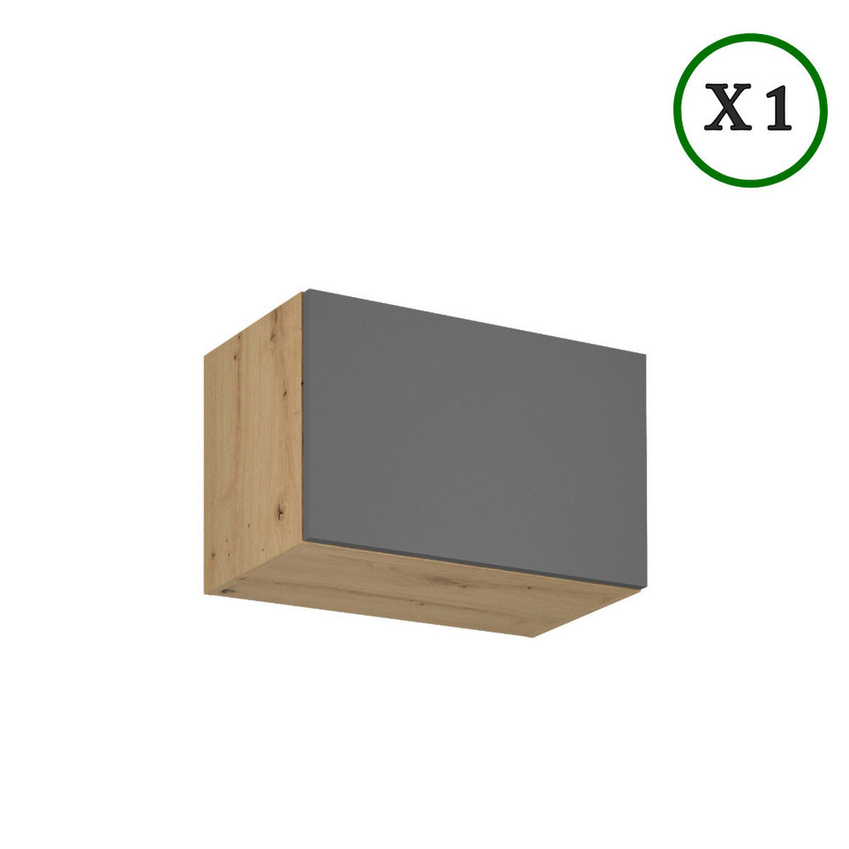 KÜCHENZEILE 240 cm - Langen K25-M240 - in Artisan Eiche/Grau - Eiche Artisan/Grau, Holz/Metall (240/210/47cm)