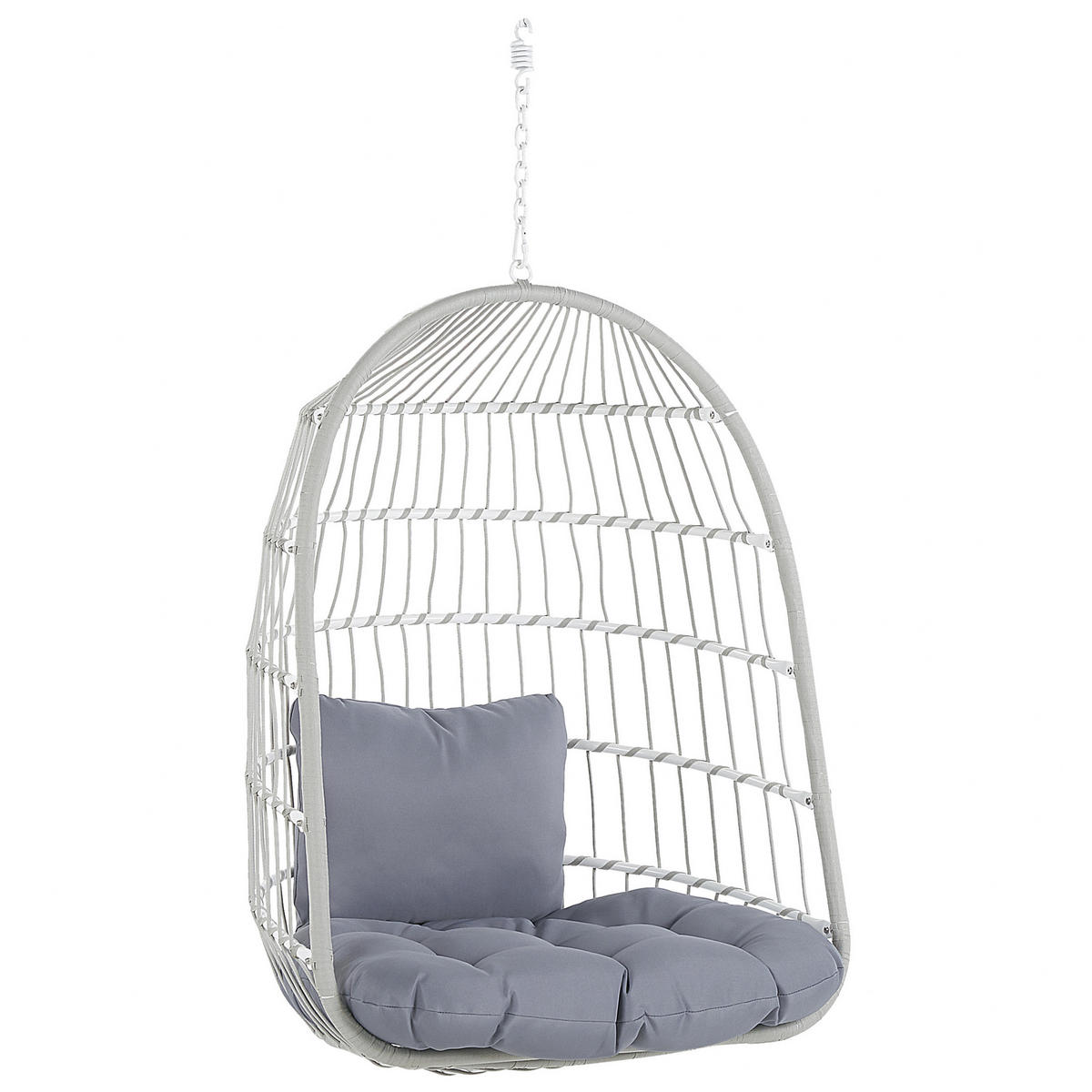HÄNGESESSEL mit Gestell Flechtseil weiß 102 cm Allera - Weiß, Textil (102/199/102cm) - Beliani