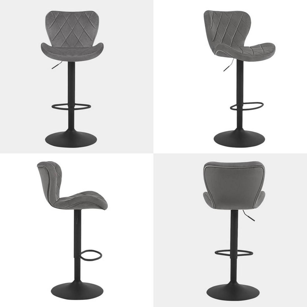 BARHOCKER Samt, Metallgestell, Dunkelgrau - Dunkelgrau/Schwarz, Textil/Metall (47/89/54cm) - Woltu