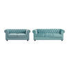 SOFA 3-Sitzer & 2-Sitzer - Samt - Pastellblau - CHESTERFIELD - Hellblau, Textil (205/72/88cm) - Vente-Unique