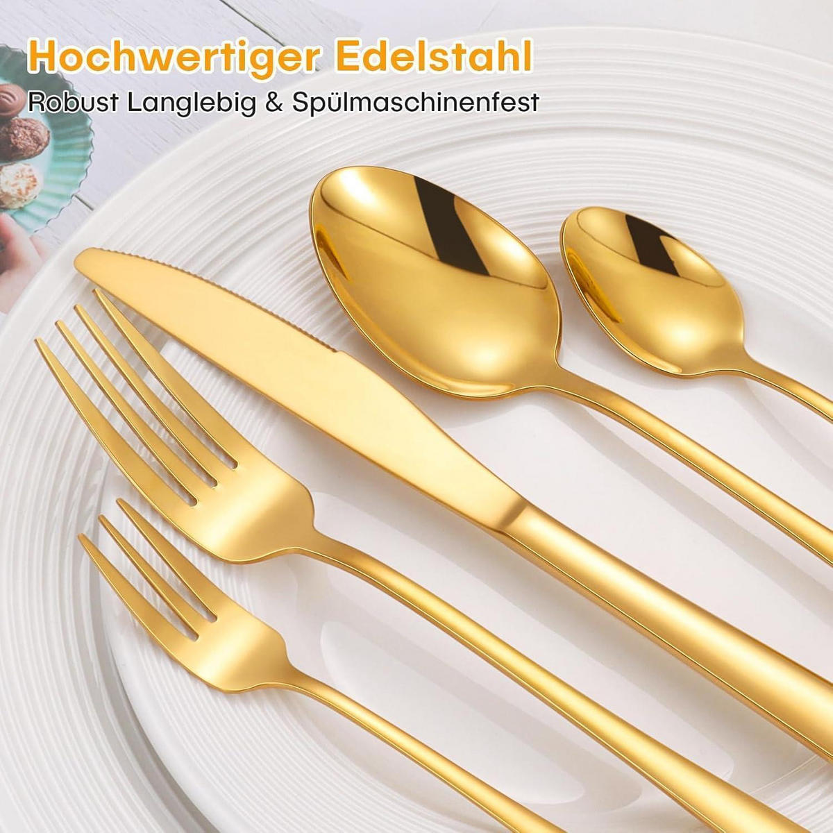 BESTECKSET 30-teilig Gold Edelstahl für 6 Personen - Goldfarben, Metall