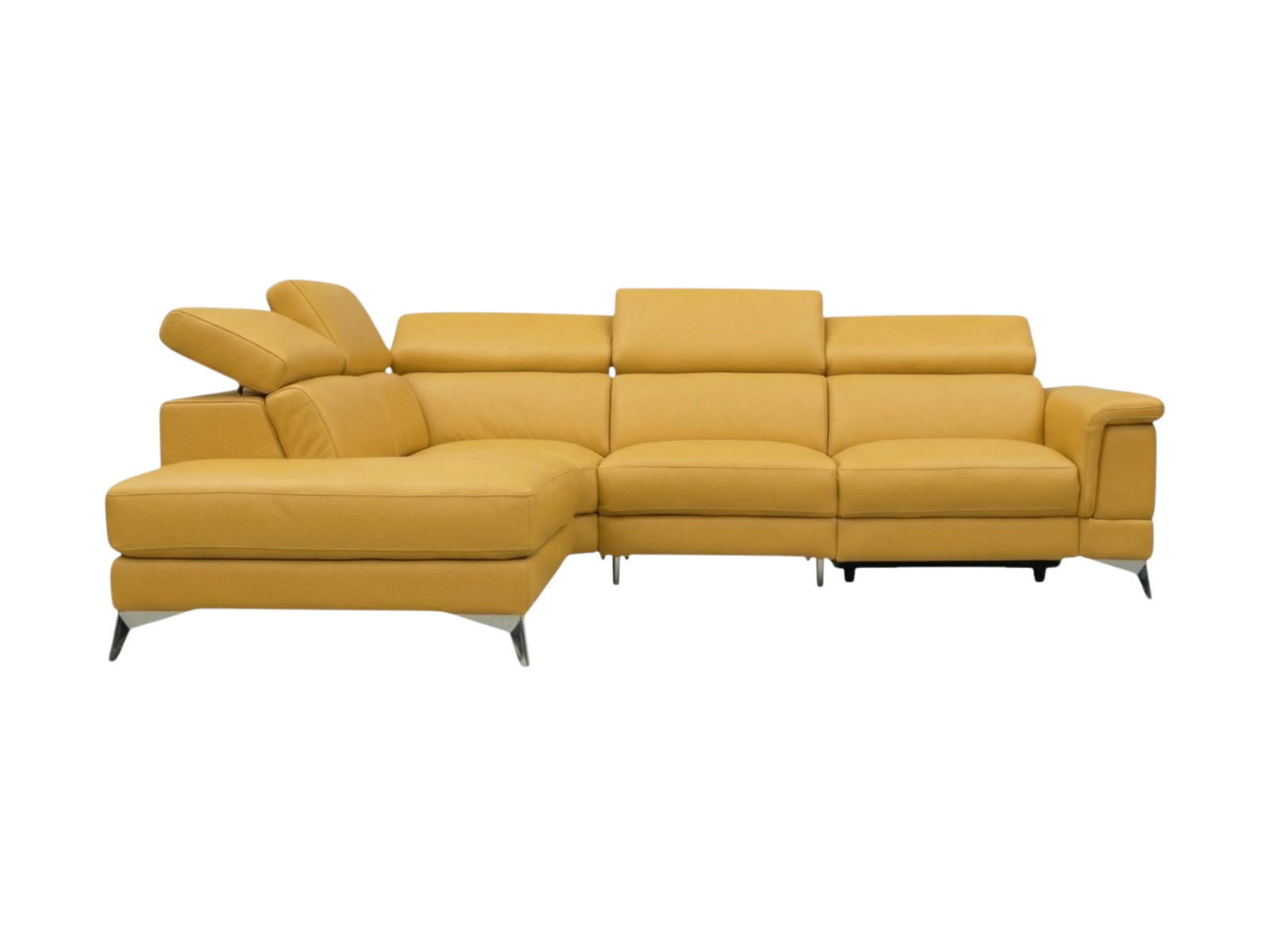 ECKSOFA Planet Echtleder Senfgelb - Gelb, Leder/Metall (232/256cm)