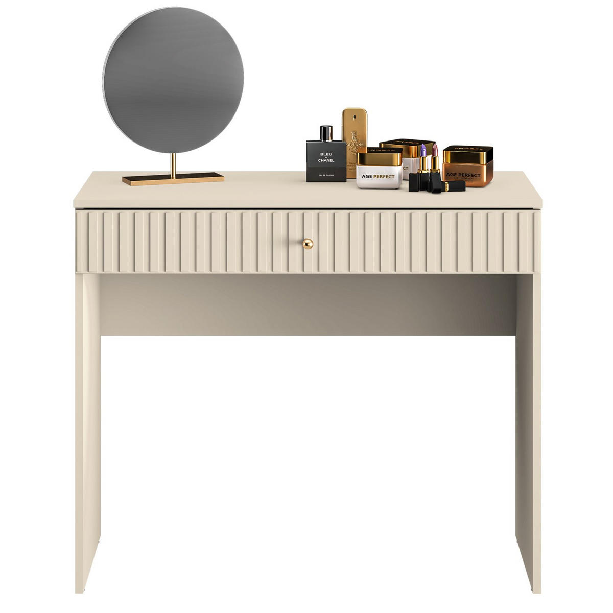 SCHMINKTISCH Caletto Beige 92 cm - Beige/Goldfarben, Holzwerkstoff/Metall (40/91.6/78cm) - Selsey