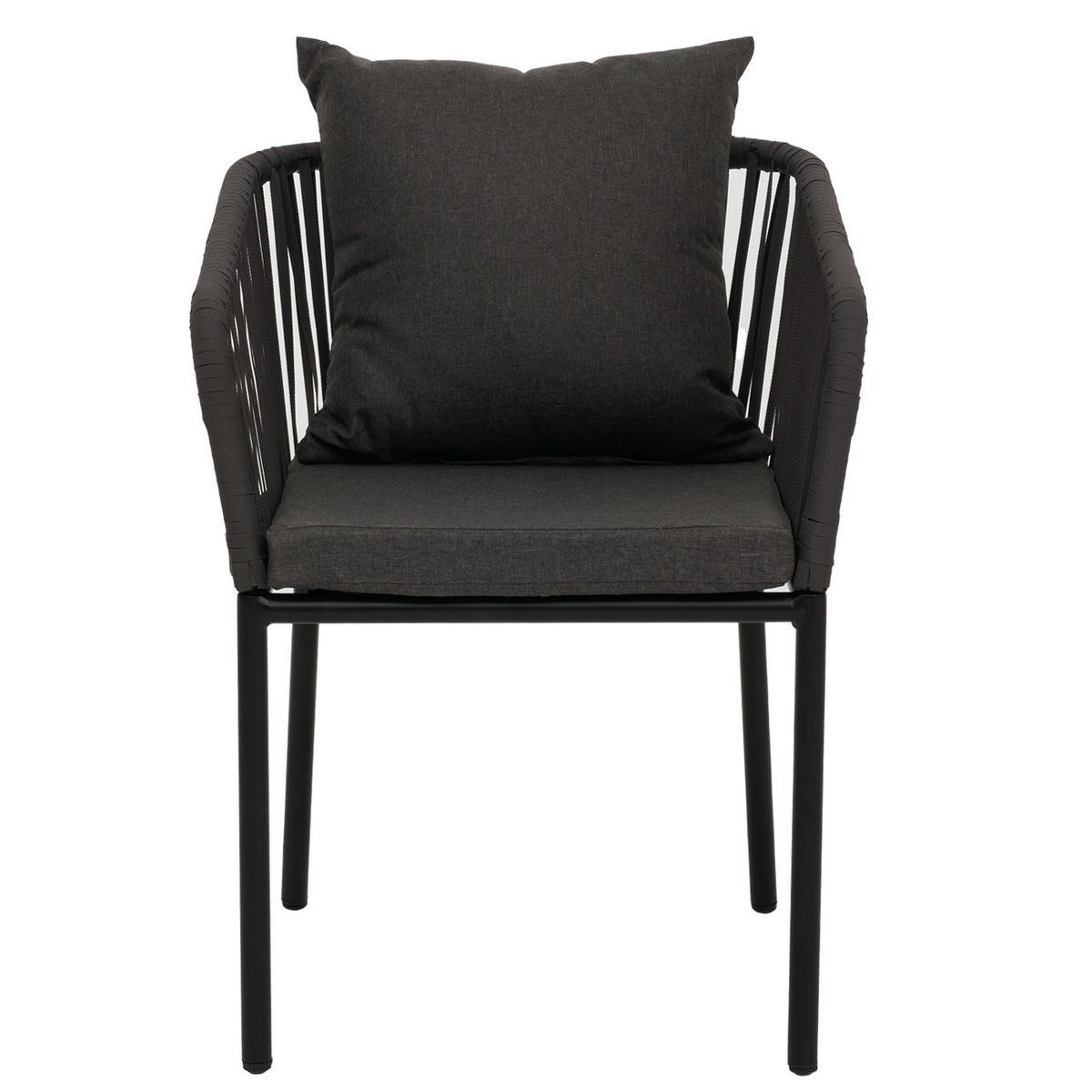 GARTENSTUHL 2er-Set 75x55x55cm wetterfest Aluminium Seilgeflecht Rope Anthrazit - Anthrazit, Metall (55/75/55cm) - PROREGAL