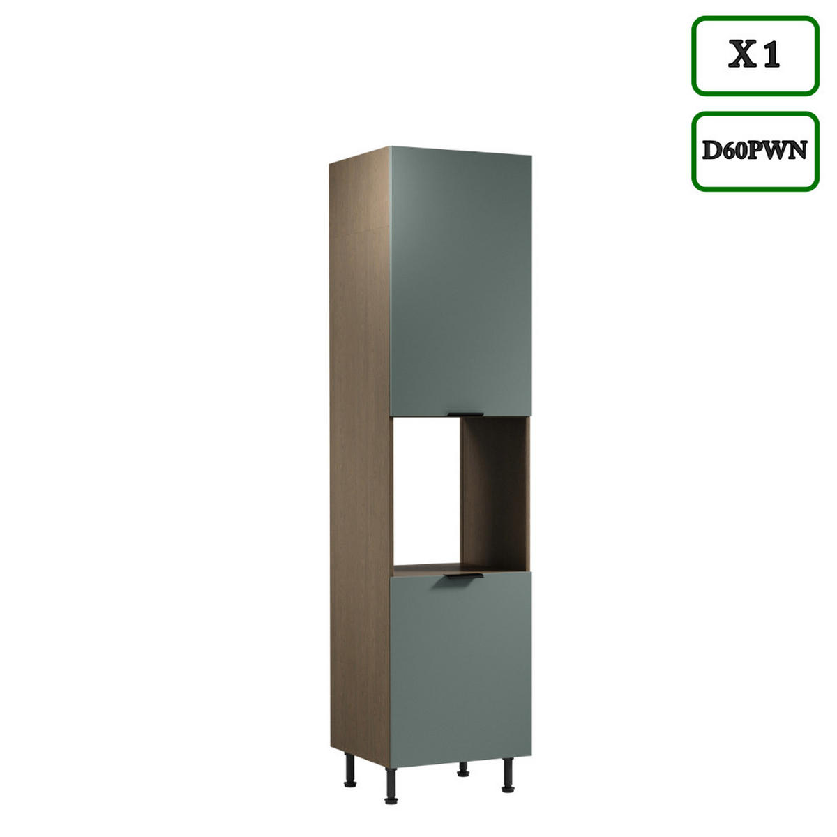 KÜCHENZEILE 400 cm –Sorento K73-M400 - in Grün / Matt - Schwarz/Grün, Holz/Holzwerkstoff (400/247/58cm)