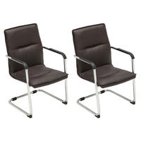 BESUCHERSTUHL 2er-Set SEATTLE 92x56x60 cm Braun Kunstleder - Braun, Leder/Metall (56/92/60cm) - DELUKE