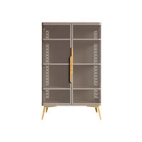 VITRINE Modera - Kaschmir/Goldfarben, Holzwerkstoff/Metall (90/145/40cm) - MIRJAN24