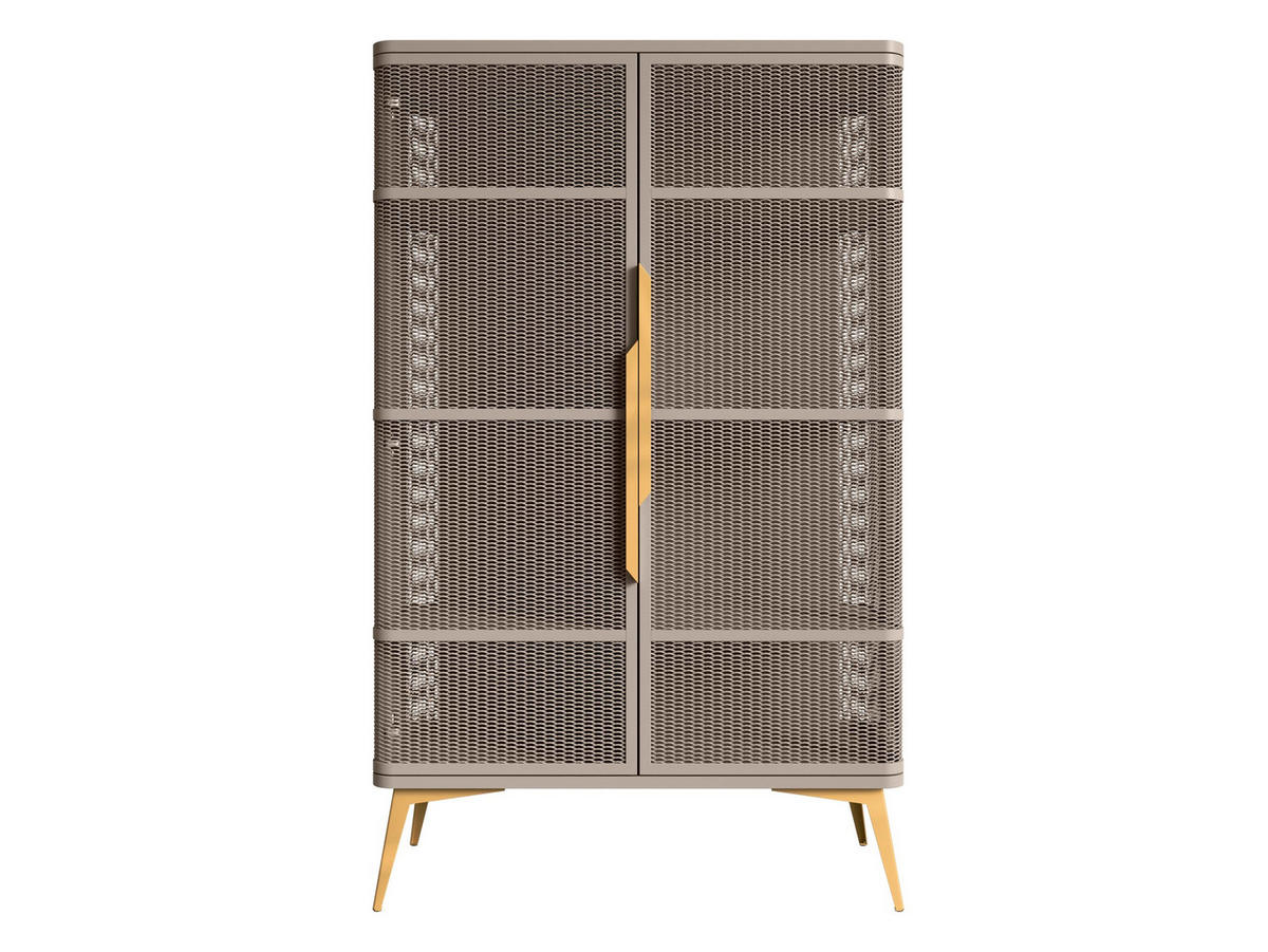 VITRINE Modera - Kaschmir/Goldfarben, Holzwerkstoff/Metall (90/145/40cm) - MIRJAN24