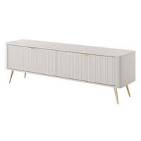 SCHRANK Beige Lena Gerillt Auf Goldenen Beinen - Beige, Holzwerkstoff (163/51/38cm) - Sepro Meble