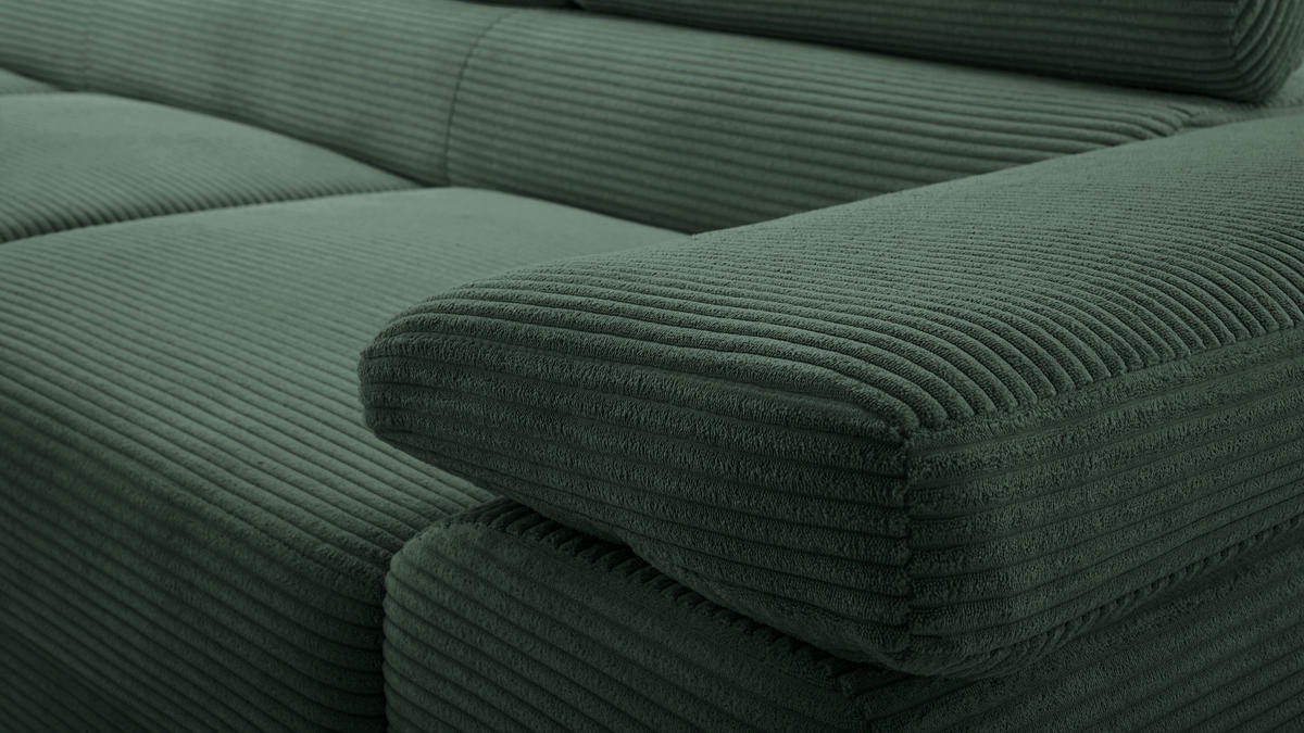 ECKSOFA L Form Arborio Dunkelgrün 280/203/90 cm Links mit Schlaffunktion - Dunkelgrün/Schwarz, Textil/Metall (203/280cm) - AX Living