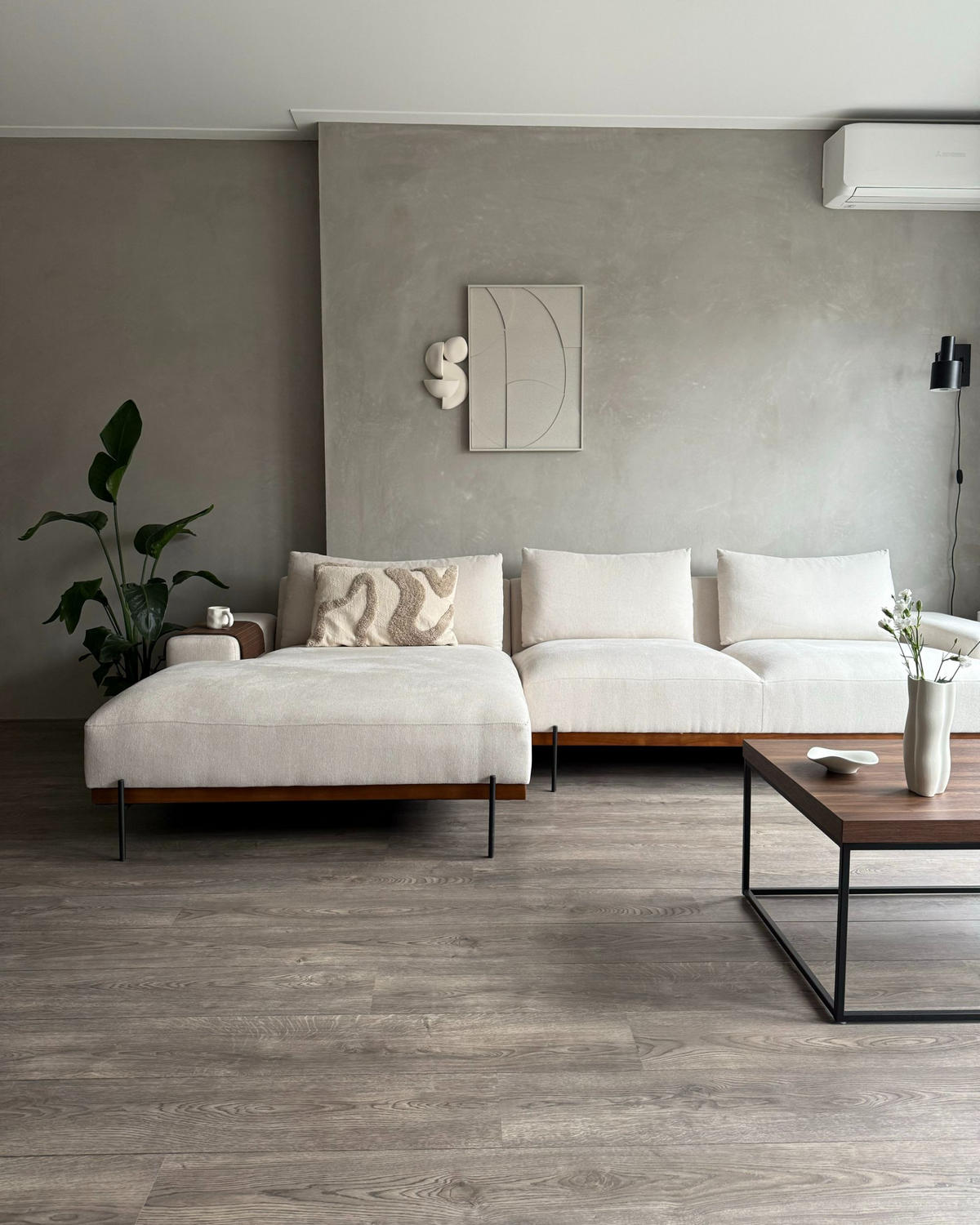 3-SITZER-ECKSOFA hellbeige linksseitig Mariferd - Beige/Dunkelbraun, Textil (316/146cm) - Beliani