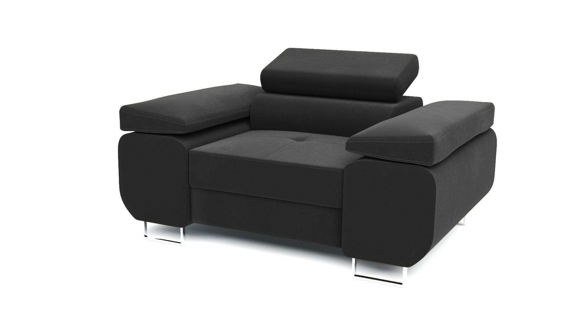 SESSEL WILD mit verstellbare Kopfstütze Velours Anthrazit - Chromfarben/Anthrazit, Holz/Textil (138/100/101cm) - Muffo