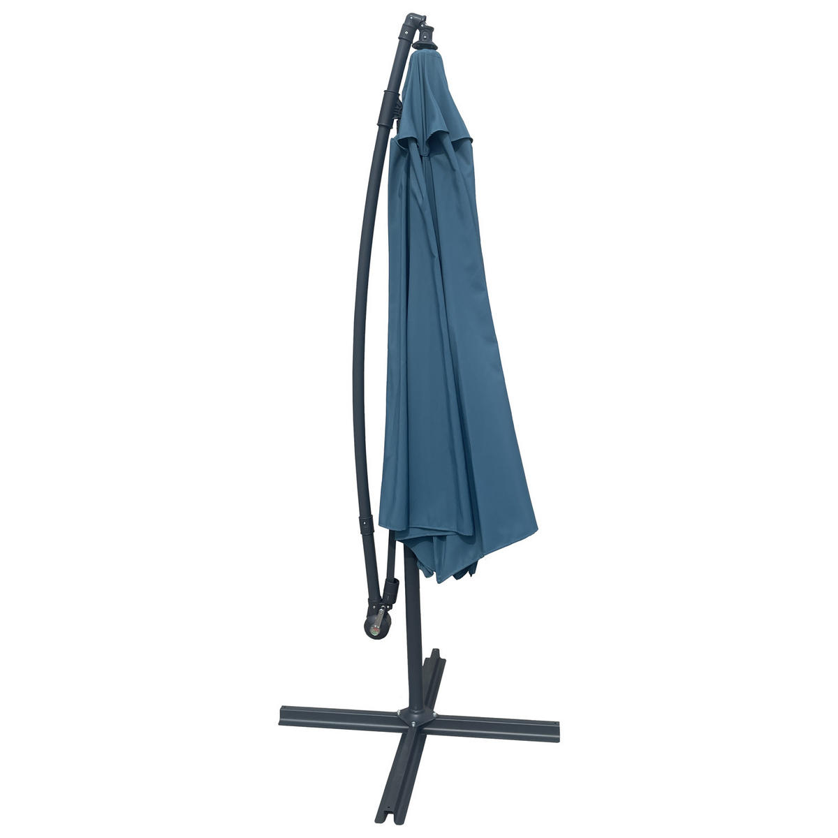 SONNENSCHIRM Oahu Blau und Grau Ø 3,50 m - Blau, Textil (350/350cm) - Happy Garden