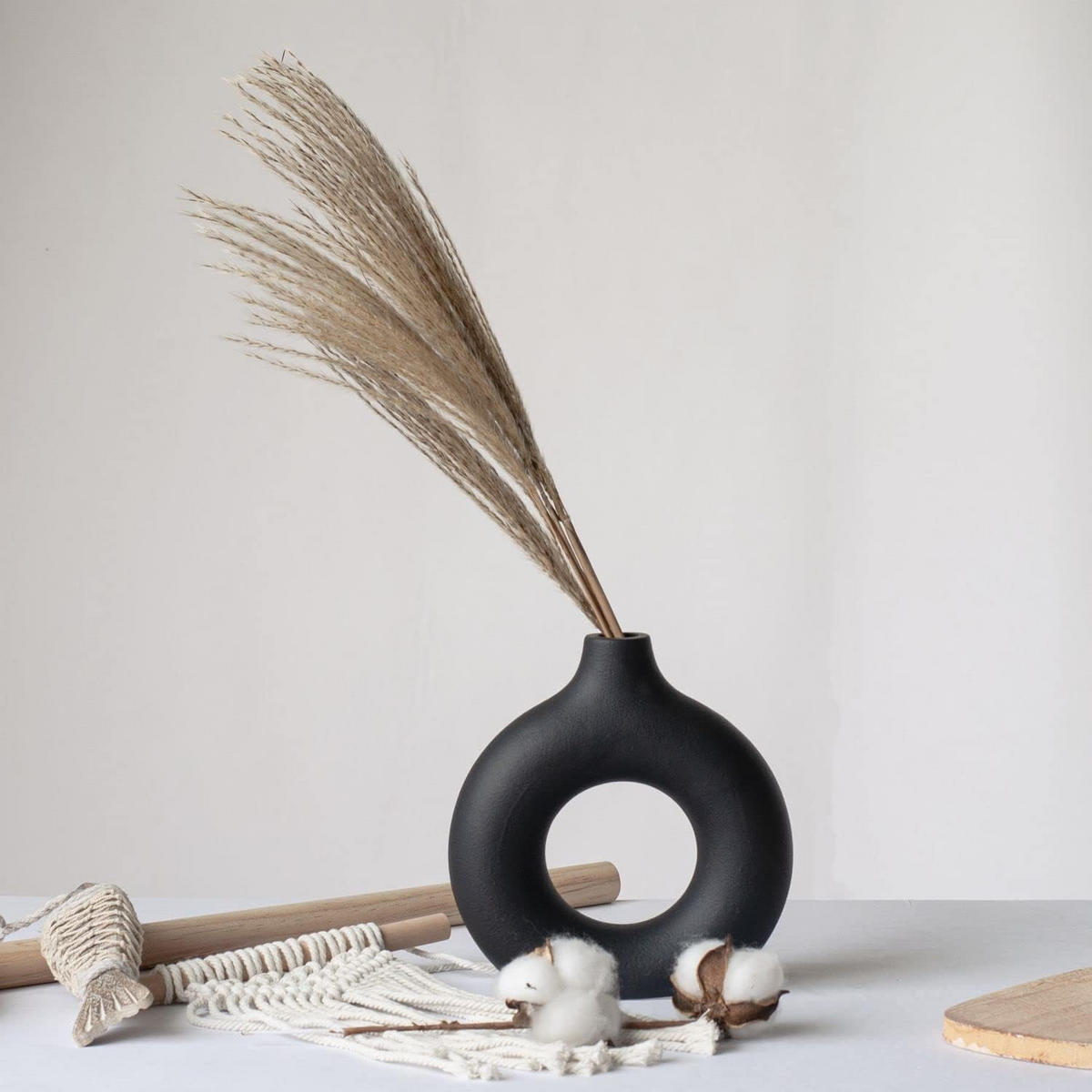 VASE 13 x 1.5 x 14 cm Keramik - Schwarz, Kunststoff (14cm) - LIBRATON