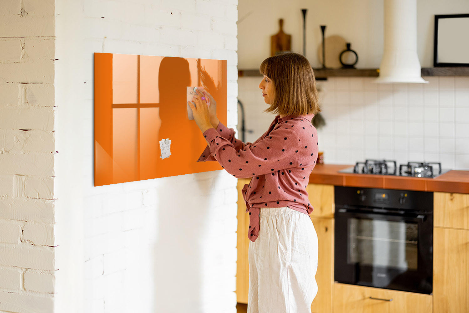 MAGNETTAFEL 100x70 Orange schwarzer Marker - Orange, Glas (100/0.4/70cm) - TULUP