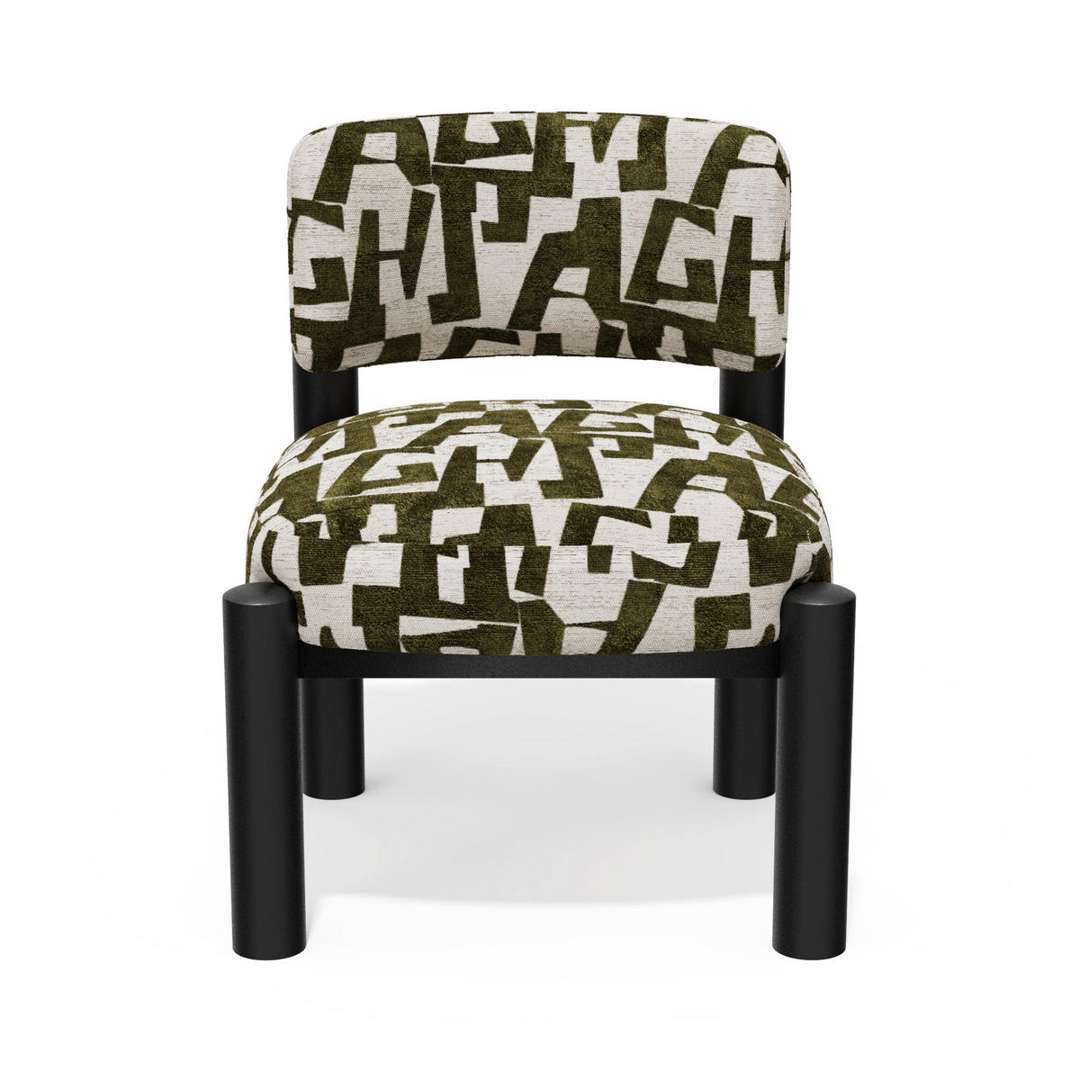 SESSEL ELY Strukturierter Stoff mit Muster Vintage-Grün 60.5cm - Dunkelgrün/Grün, Textil (60.5/74.5/62cm) - Premium Interiors