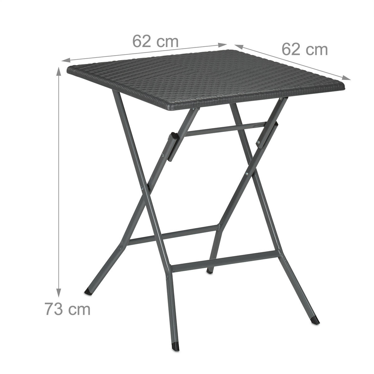 GARTENTISCH - Grau, Kunststoff/Metall (62/62/73cm) - Relaxdays