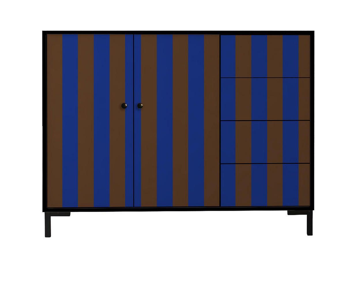 KOMMODE mit 2 Türen und 4 Schubladen aus MDF mit Walddruck WILMA - Braun, Holzwerkstoff (45/84/113cm) - RNT By Really Nice Things