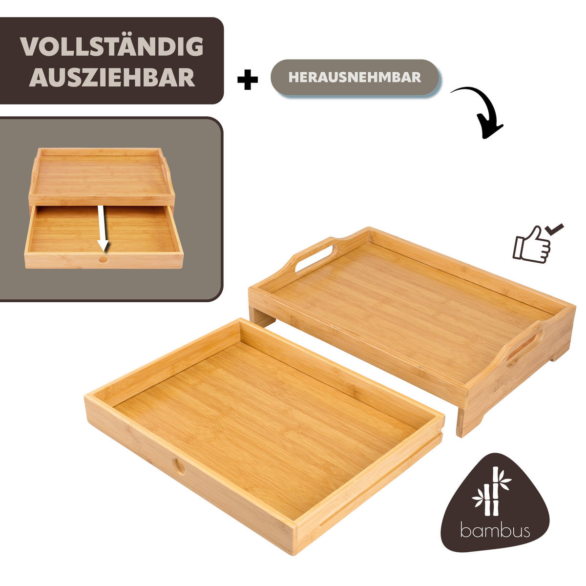 SERVIERTABLETT, Bambus - Braun, Holz (43/10/31cm) - bremermann