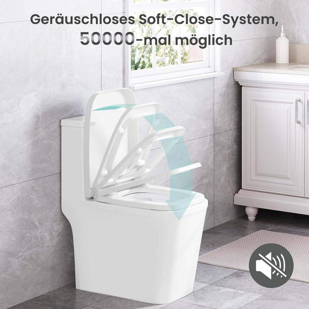 WC SITZ, Toilettendeckel, WC Sitz Eckig Weiß - Weiß, Kunststoff (36/5/45cm) - Woltu