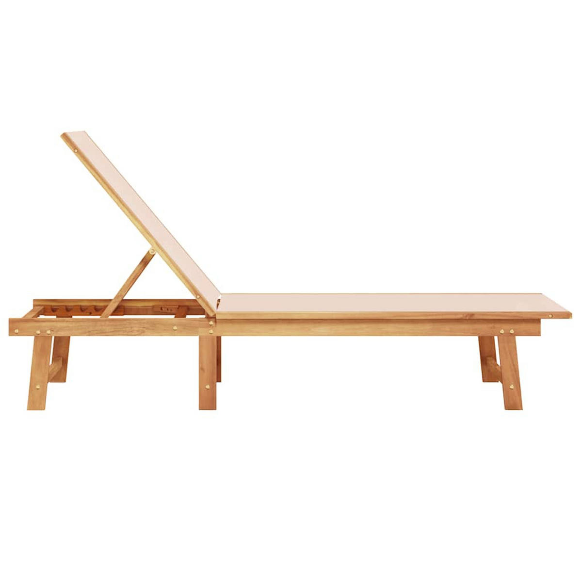 SONNENLIEGE Creme Massivholz Akazie Und Textilene - Braun, Holz (200/33.5/66cm) - vidaXL