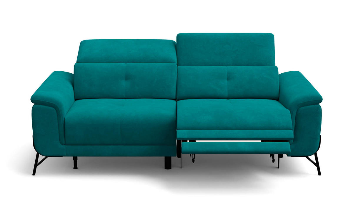 SOFA RELAX AVENA 3-Sitzer, dunkelgrüner Veloursstoff - Dunkelgrün/Schwarz, Holz/Textil (204/80/108cm) - Wozimo